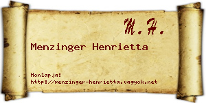 Menzinger Henrietta névjegykártya